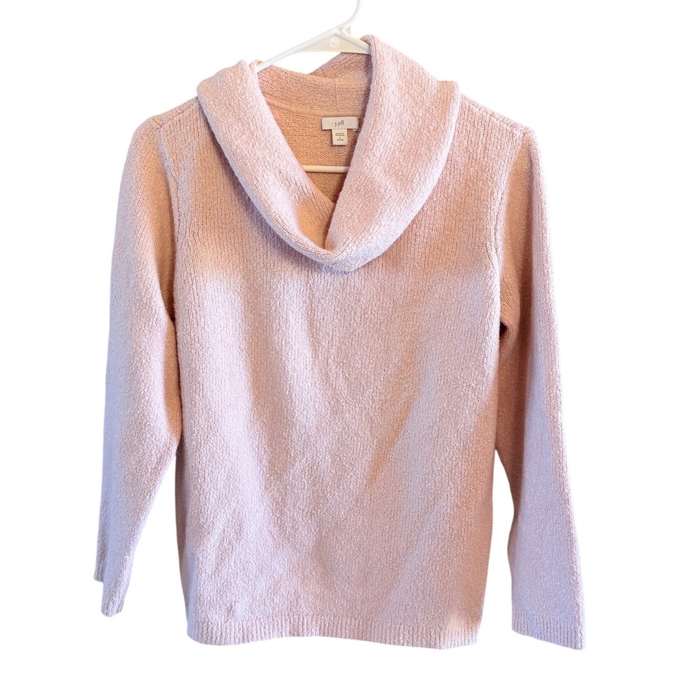 J Jill Cowl Neck Small Petite Light Pink Textured Knit Pastel Twee Coquette